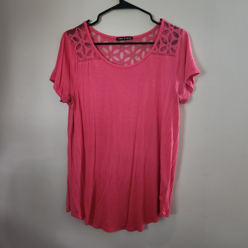 Cable & Gauge Pink Lace Detail Women's Top